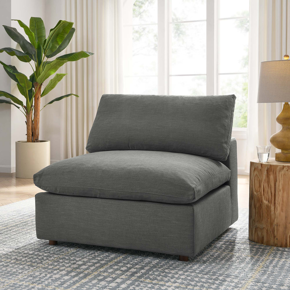 Down Filled Overstuffed Armless Chair – 39 Inch