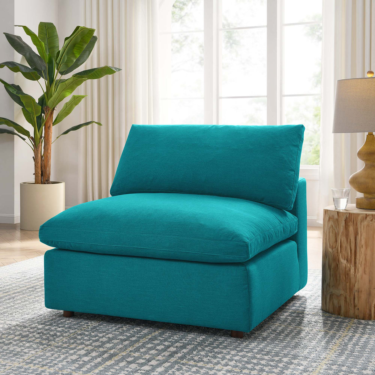 Down Filled Overstuffed Armless Chair – 39 Inch