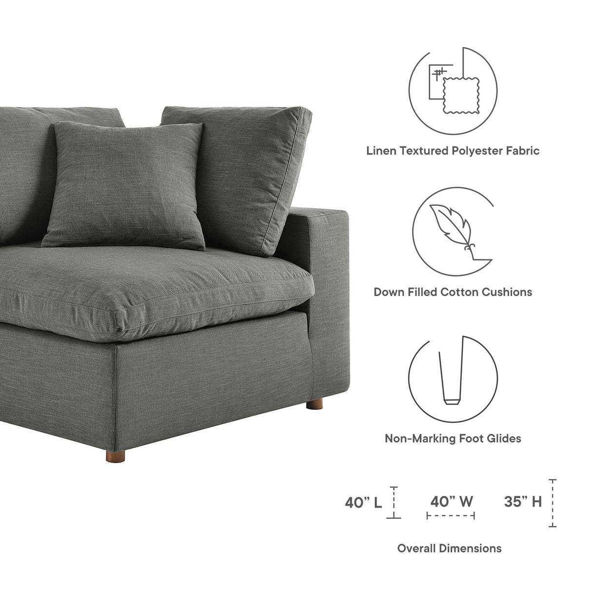 Down Filled Overstuffed Corner Chair – 40 Inch