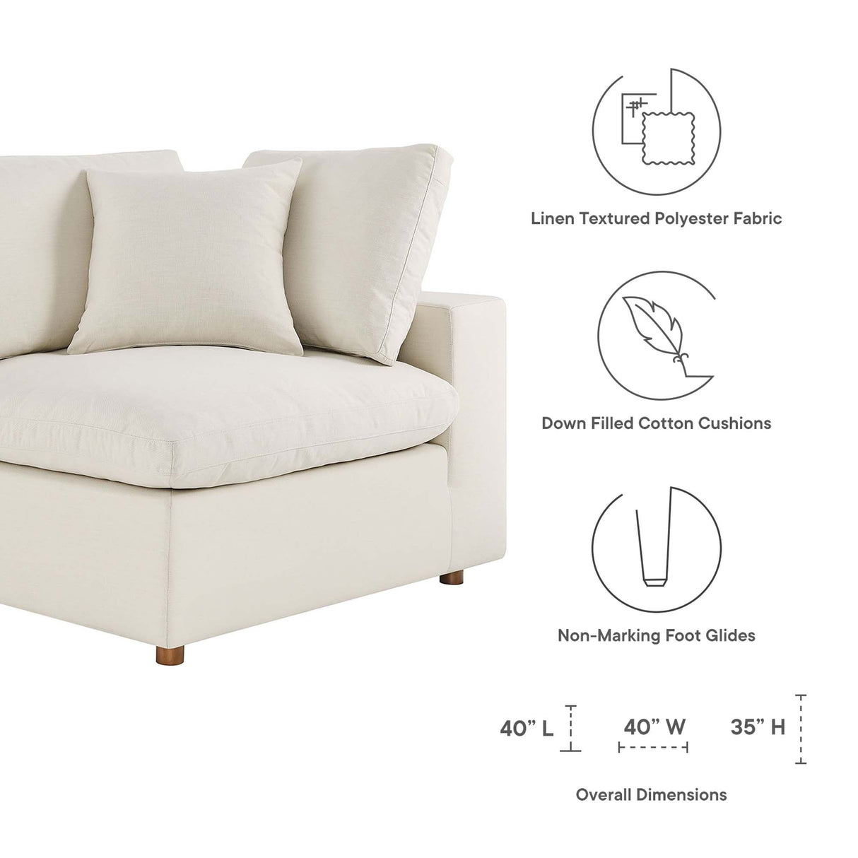 Down Filled Overstuffed Corner Chair – 40 Inch