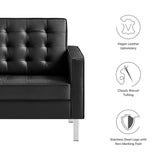 31 Inch Tufted Vegan Leather Sled Base Armchair
