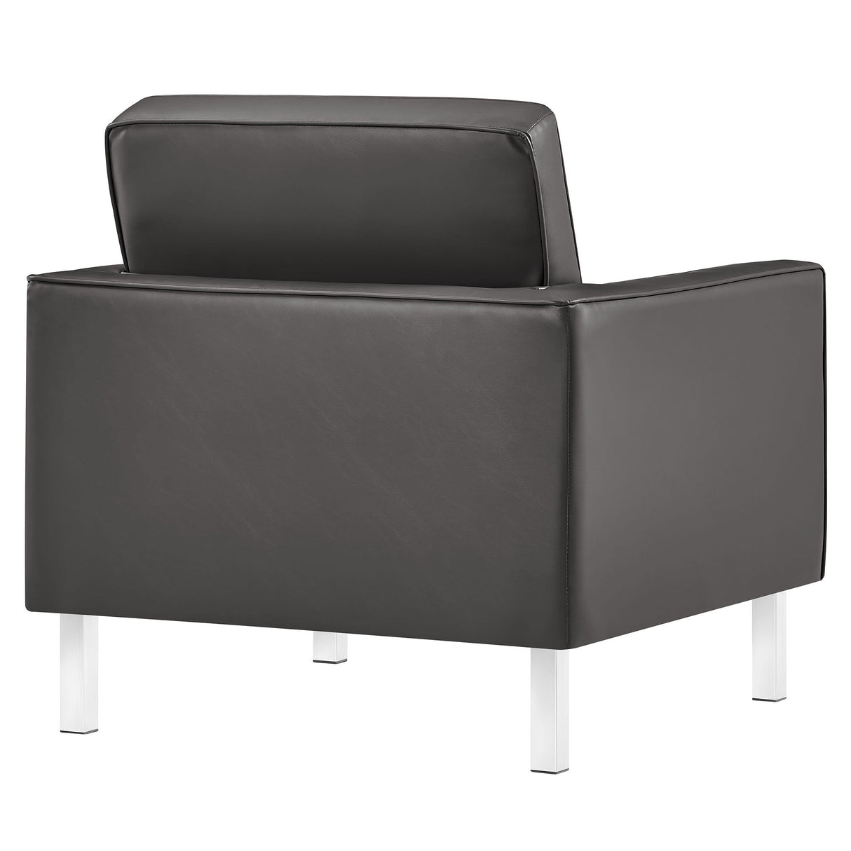 31 Inch Tufted Vegan Leather Sled Base Armchair