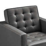 31 Inch Tufted Vegan Leather Sled Base Armchair