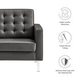 31 Inch Tufted Vegan Leather Sled Base Armchair