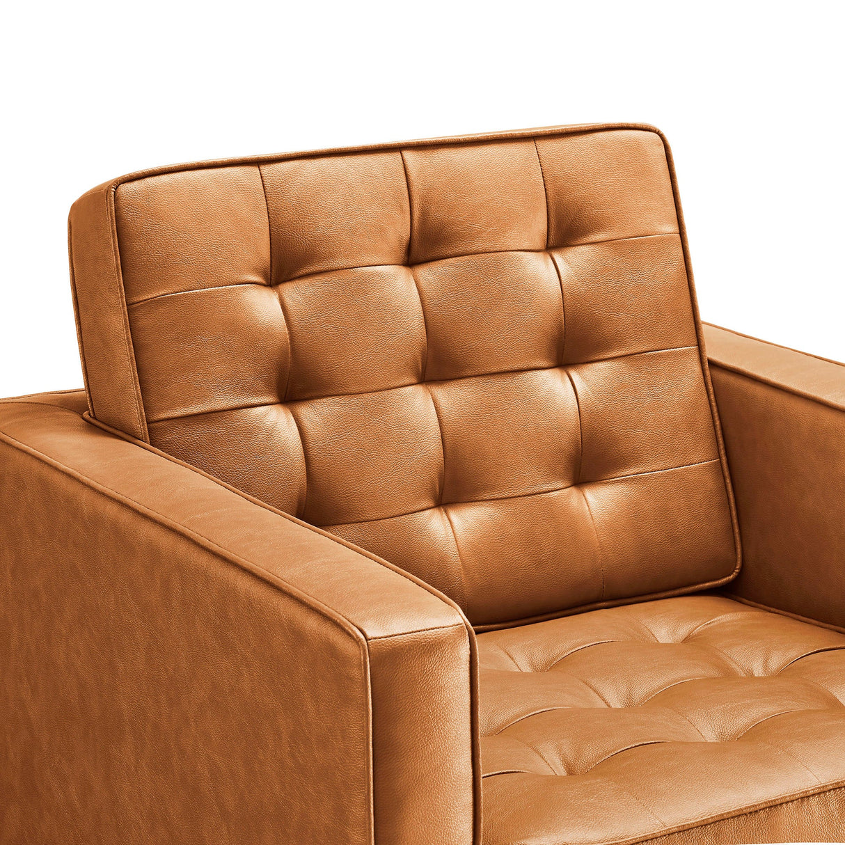 31 Inch Tufted Vegan Leather Sled Base Armchair