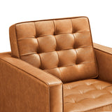 31 Inch Tufted Vegan Leather Sled Base Armchair