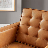 31 Inch Tufted Vegan Leather Sled Base Armchair