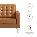 31 Inch Tufted Vegan Leather Sled Base Armchair