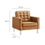 31 Inch Tufted Vegan Leather Sled Base Armchair