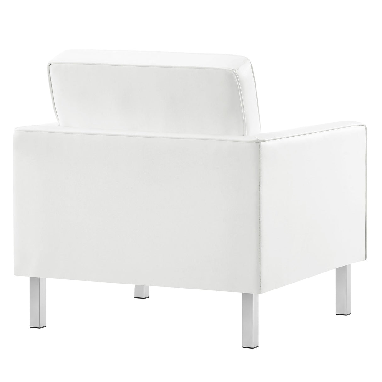 31 Inch Tufted Vegan Leather Sled Base Armchair