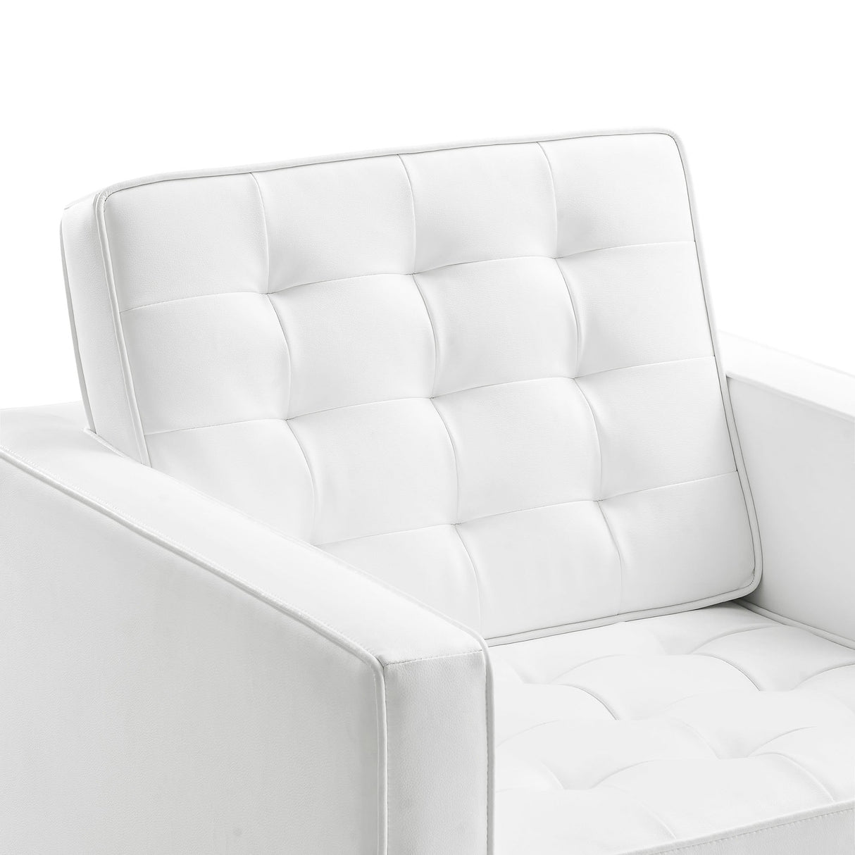 31 Inch Tufted Vegan Leather Sled Base Armchair