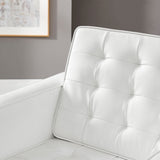 31 Inch Tufted Vegan Leather Sled Base Armchair