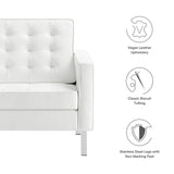 31 Inch Tufted Vegan Leather Sled Base Armchair