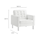 31 Inch Tufted Vegan Leather Sled Base Armchair