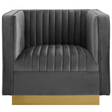 35 Inch Performance Velvet Armchair in Gray