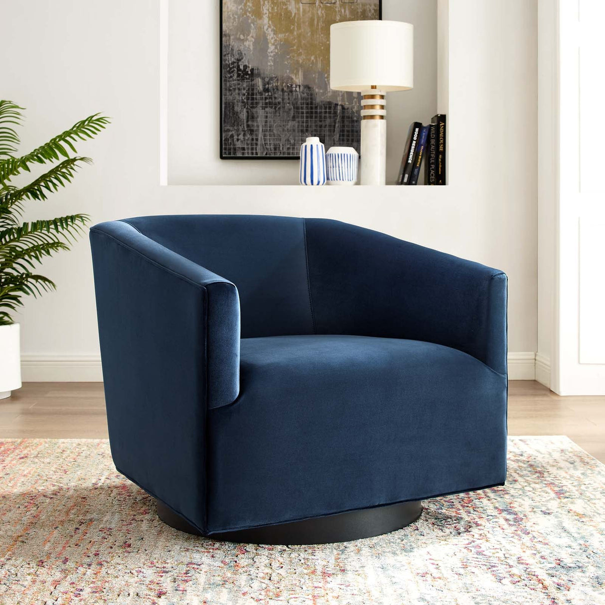 33 Inch Performance Velvet Barrel Swivel Chair