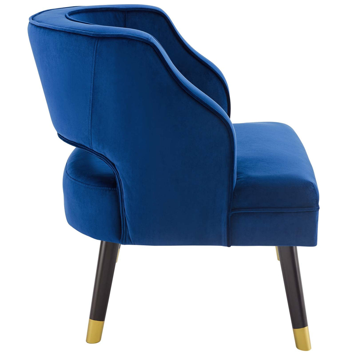 28 Inch Button Tufted Open Back Performance Velvet Armchair in Navy