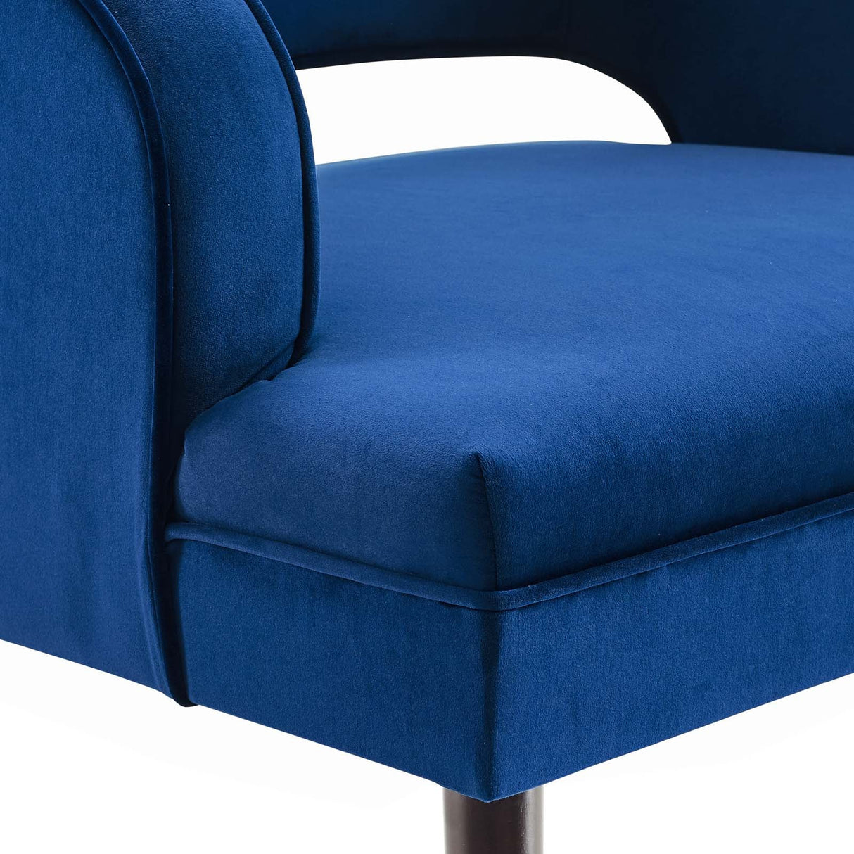 28 Inch Button Tufted Open Back Performance Velvet Armchair in Navy
