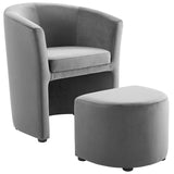 22 Inch Performance Velvet Armchair and Ottoman Set