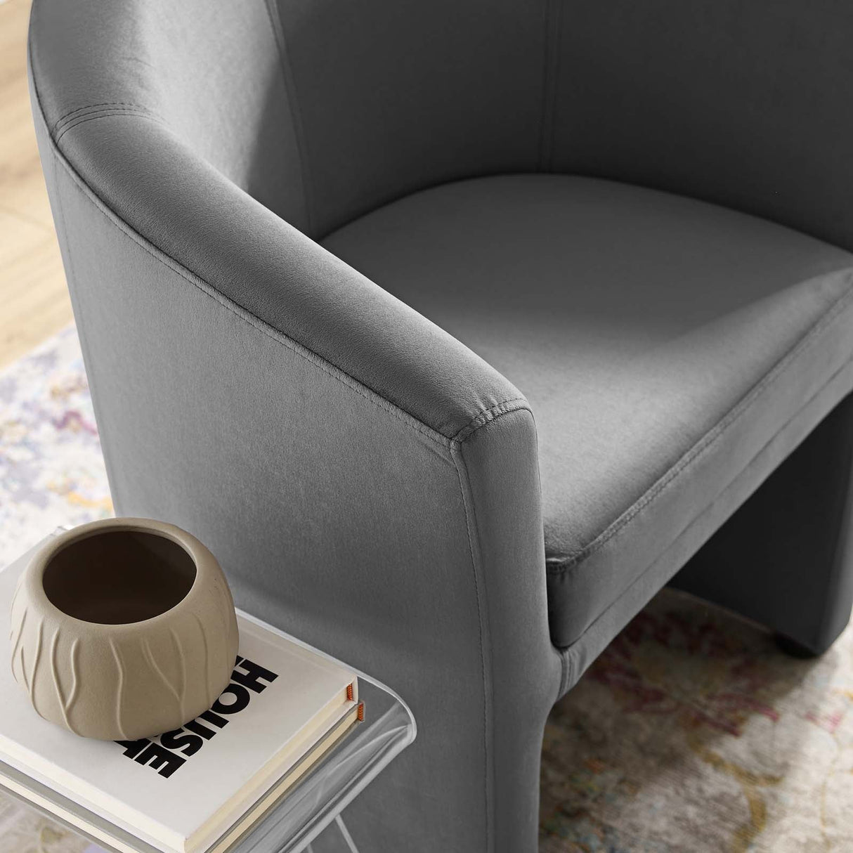 22 Inch Performance Velvet Armchair and Ottoman Set