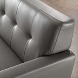 Top-Grain Leather 90" Sofa with Button Tufting and Splayed Legs