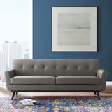 Top-Grain Leather 90" Sofa with Button Tufting and Splayed Legs