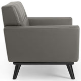 40 Inch Mid-Century Modern Top-Grain Leather Accent Armchair with Splayed Wood Legs