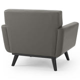 40 Inch Mid-Century Modern Top-Grain Leather Accent Armchair with Splayed Wood Legs