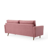 Biscuit Tufted Performance Velvet Sofa with Bolster Pillows