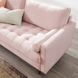 Biscuit Tufted Performance Velvet Sofa with Bolster Pillows