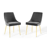 Performance Velvet Dining Chair Set with Gold Tapered Legs – Set of 2