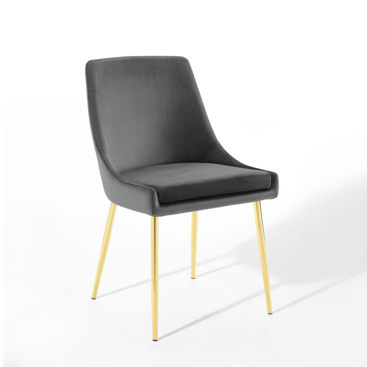 Performance Velvet Dining Chair Set with Gold Tapered Legs – Set of 2