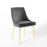 Performance Velvet Dining Chair Set with Gold Tapered Legs – Set of 2