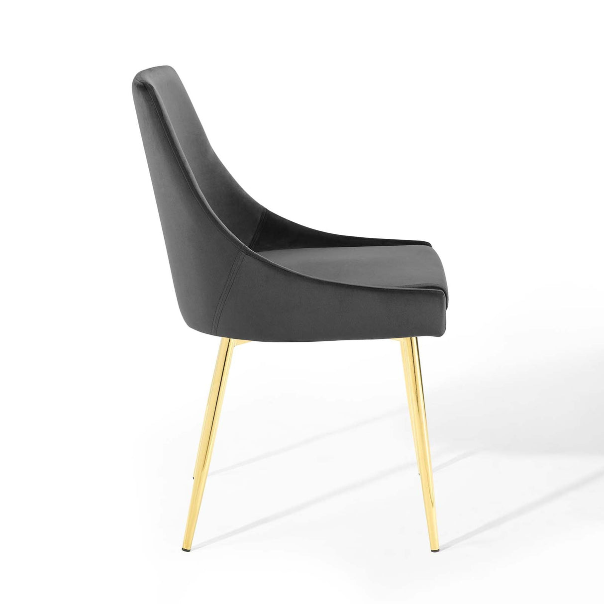 Performance Velvet Dining Chair Set with Gold Tapered Legs – Set of 2