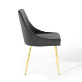 Performance Velvet Dining Chair Set with Gold Tapered Legs – Set of 2