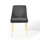 Performance Velvet Dining Chair Set with Gold Tapered Legs – Set of 2