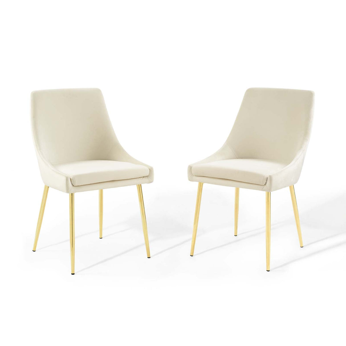 Performance Velvet Dining Chair Set with Gold Tapered Legs – Set of 2
