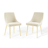 Performance Velvet Dining Chair Set with Gold Tapered Legs – Set of 2