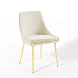 Performance Velvet Dining Chair Set with Gold Tapered Legs – Set of 2