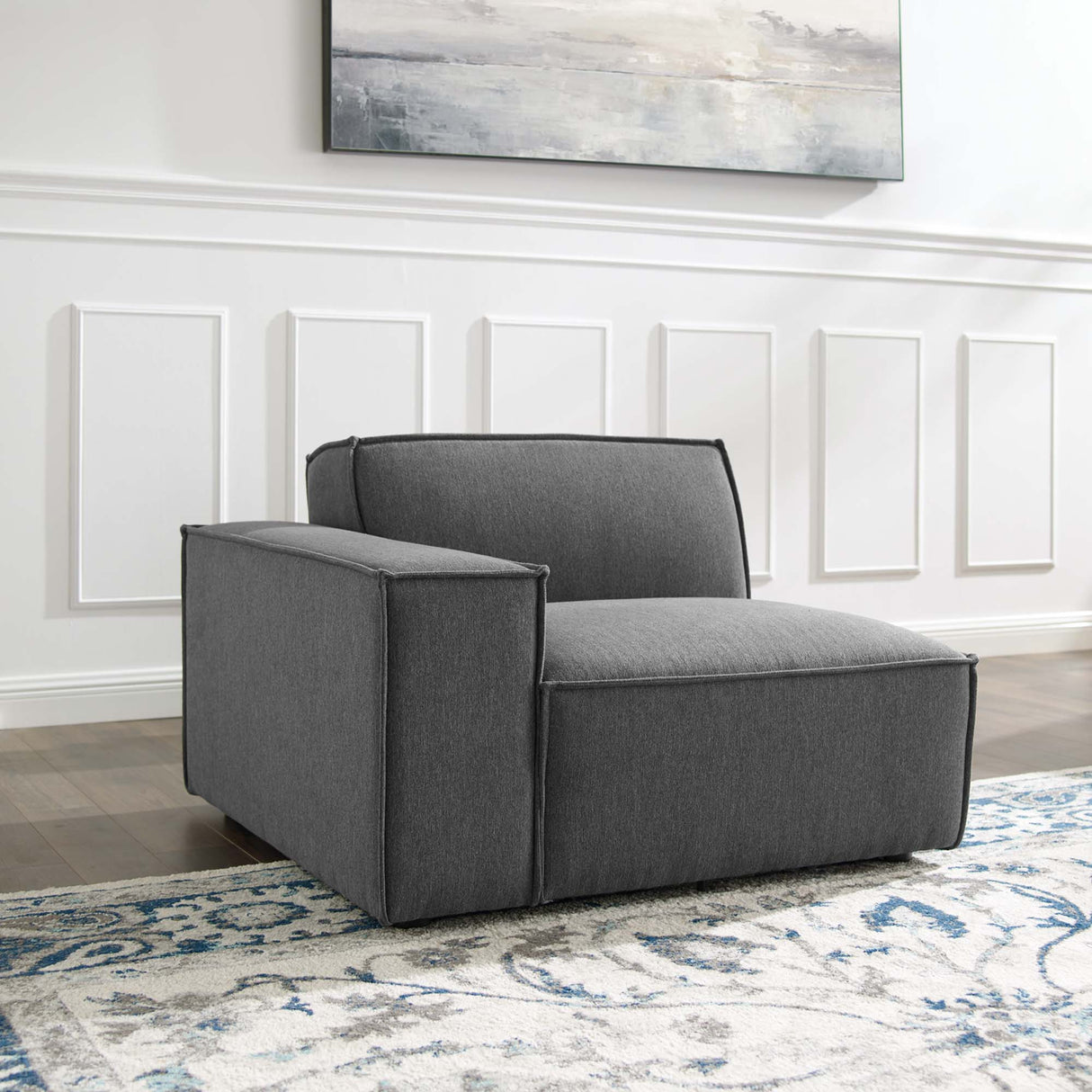 Minimalist Upholstered Fabric Left-Arm Sectional Chair – 42 Inch