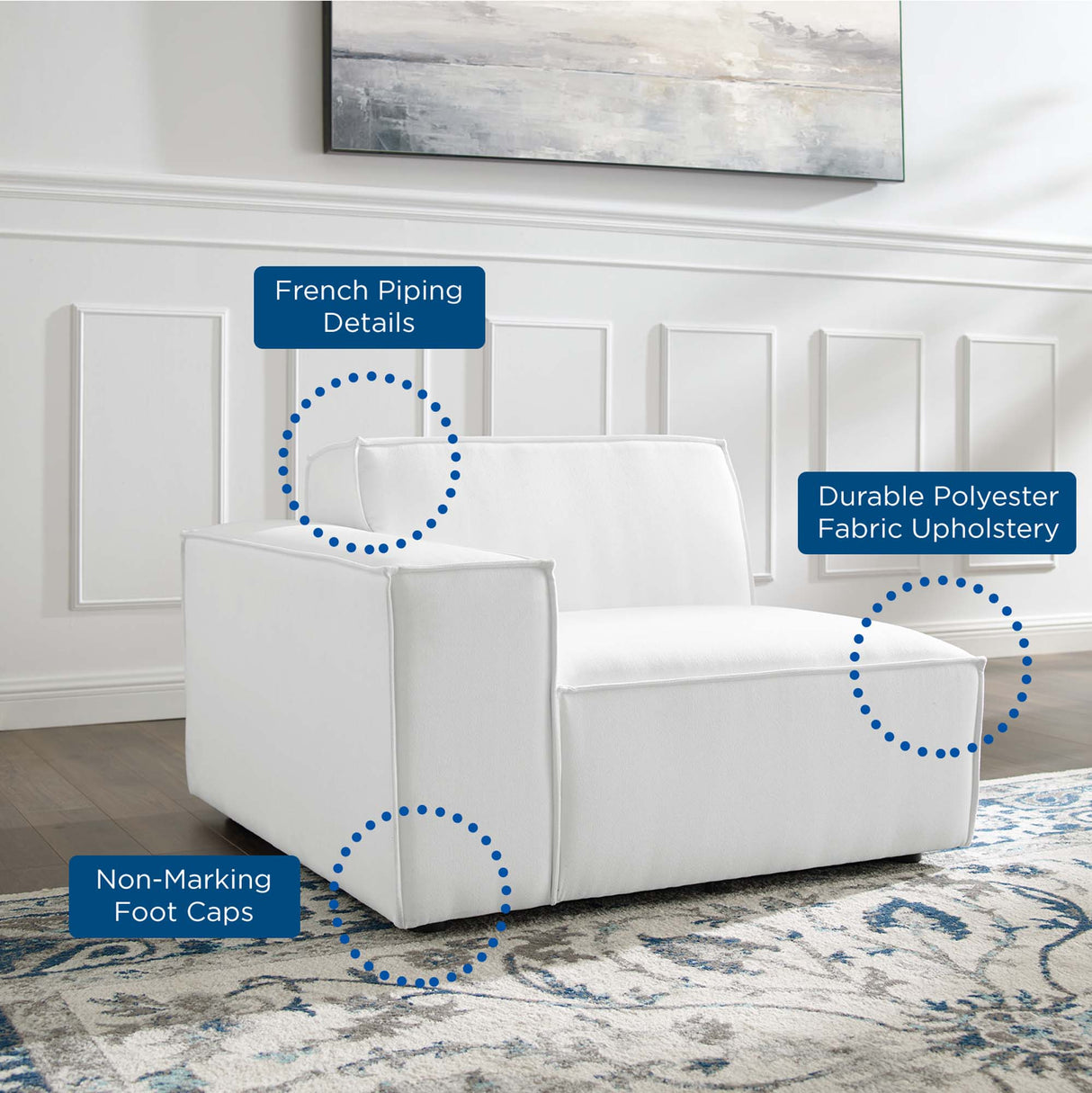 Minimalist Upholstered Fabric Left-Arm Sectional Chair – 42 Inch