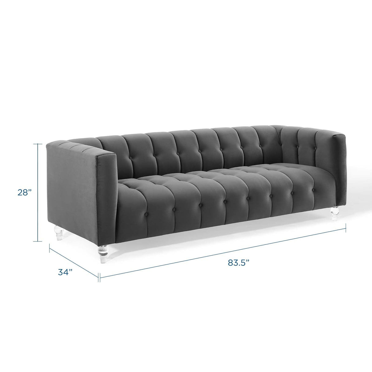 Channel Tufted Performance Velvet Sofa with Acrylic Legs