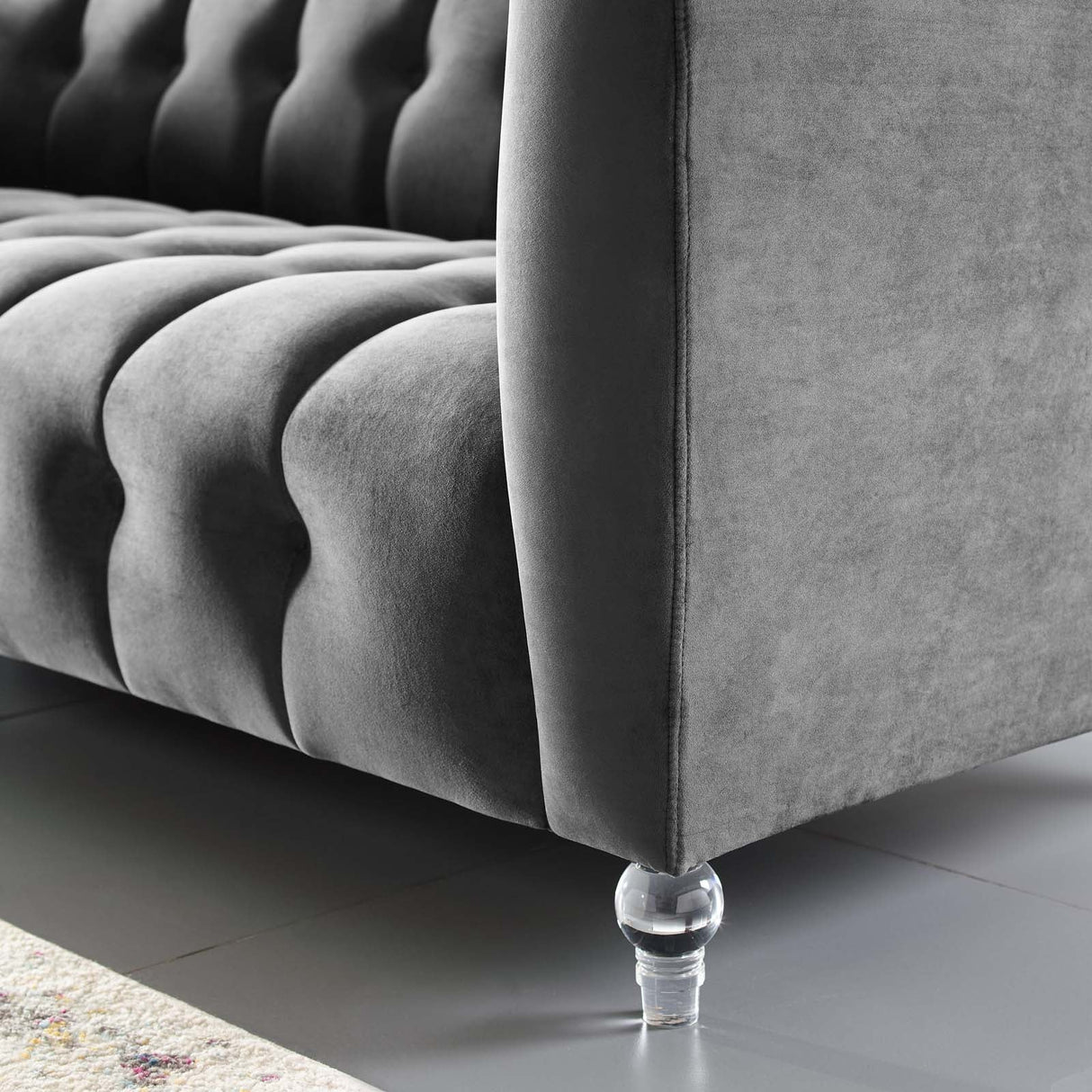 Channel Tufted Performance Velvet Sofa with Acrylic Legs