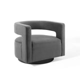 29 Inch Performance Velvet Swivel Armchair with Cutaway Back