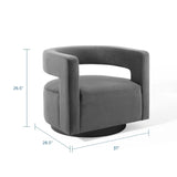 29 Inch Performance Velvet Swivel Armchair with Cutaway Back