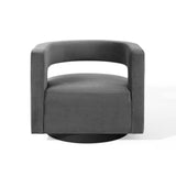 29 Inch Performance Velvet Swivel Armchair with Cutaway Back