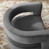 29 Inch Performance Velvet Swivel Armchair with Cutaway Back