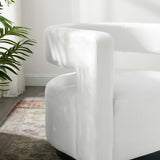 29 Inch Performance Velvet Swivel Armchair with Cutaway Back