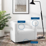 29 Inch Performance Velvet Swivel Armchair with Cutaway Back