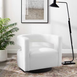 29 Inch Performance Velvet Swivel Armchair with Cutaway Back